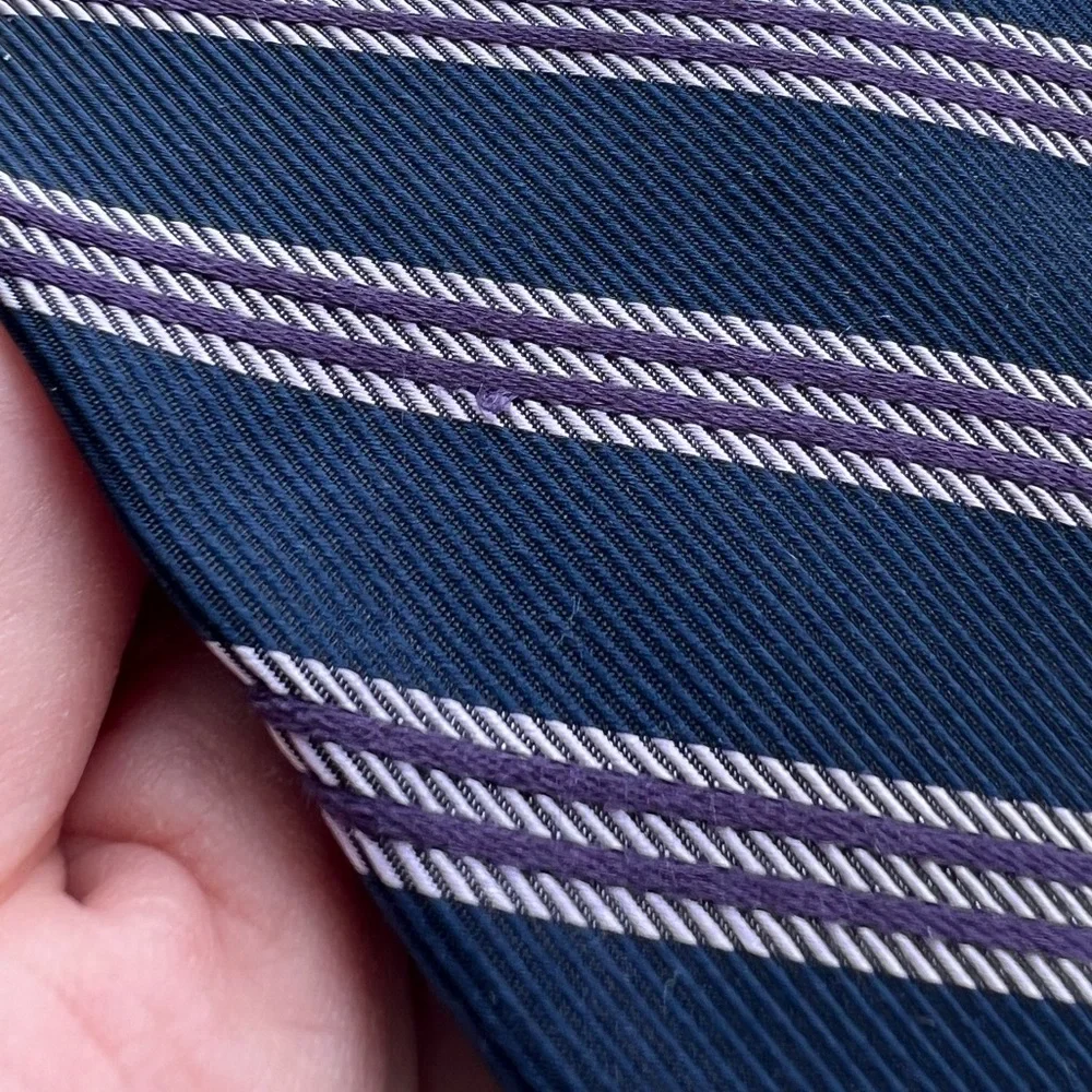 Brooks Brothers Basics Silk Tie Navy Stripes Made in USA